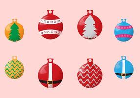 A set of colorful Christmas ball ornaments with various design vector