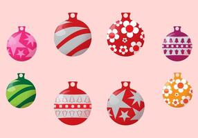 Christmas ball ornaments clip-art in various colors and patterns. Perfect for creating festive designs. vector