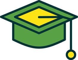 Graduate Cap Filled Two Color Icon vector