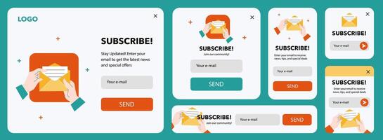 UX Design Business Set with Subscribe Window and Envelope Icon, Modern Pack vector