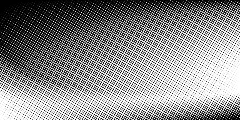 Abstract Halftone Dotted Gradient Design with Wave Effect. Black and white background with retro pixelated texture. Anime or manga comic style