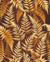 Ferns on brown background seamless pattern vector