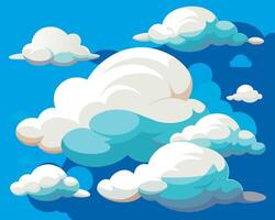 Cartoon clouds on a blue background vector