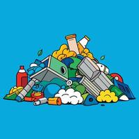 A pile of garbage with various items on it vector