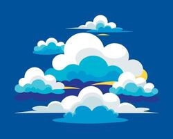 Clouds on blue background with yellow sun and clouds vector