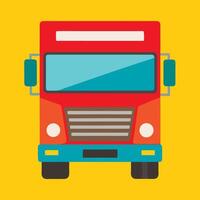 A red bus on a yellow background vector