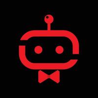 Black and Red Modern Robot Icon Technology Platform Logo. vector