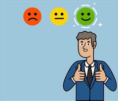 Customer feedback giving a rating based on experience or quality of review, product satisfaction rating, business illustration vector