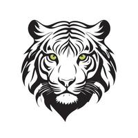 a tiger head with green eyes on a white background vector