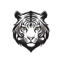 tiger head with green eyes on a white background vector