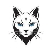 a cat head with blue eyes on a white background vector