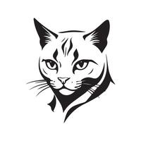 a cat's head is shown in black and white vector