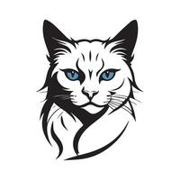 a cat with blue eyes is shown in a logo vector