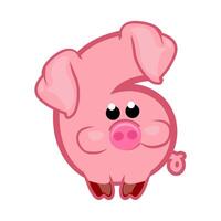 Cartoon number 6 like pink pig, figure Six. Cartoon of number with a animal concept. Calligraphy, lettering, typography for your Education cards or game vector