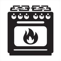 Gas range icon silhouette white background vector