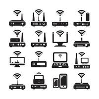Wifi router icon silhouette white background vector