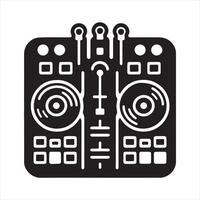 Dj mixer icon silhouette white background vector