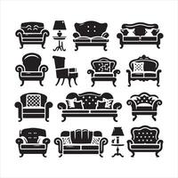 Sofa icon silhouette on white background vector