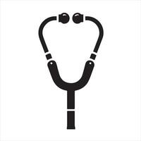 Stethoscope icon silhouette white background vector