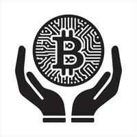 Bitcoin icon silhouette on white background vector