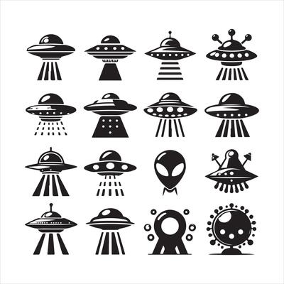 Ufo icon silhouette on white background