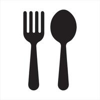 Spoon and fork icon silhouette on white background vector