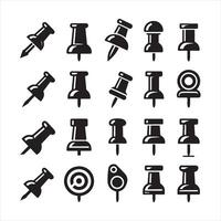 Push pin icon silhouette on white background vector