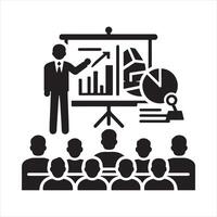 Presentation icon silhouette white background vector
