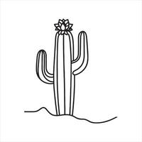 single one line violet boho cactus and saturn silhouette white background vector