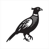 Silhouette of a pheasant bird. vector