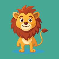 Funny lion cartoon on color background. vector