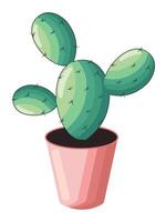 Whimsical cactus in a pink pot, isolated on a white background. vector