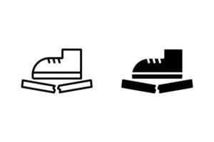 do not step on icon line and silhouette vector