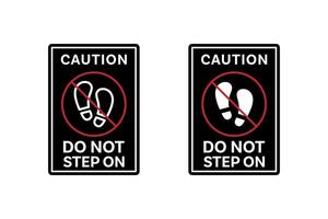 do not step on icon line and slihouette vector