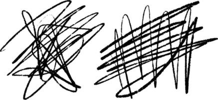 collection of scribble and scratch elements with pencil, marker, and chalk strokes. vector