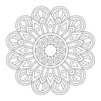 Line art mandala design and abstract floral background coloring book page, file vector