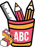 Pencil Sharpener Eraser and Scale Set vector