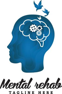Mental rehab logo design wit head for phycology brain therapy