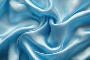Smooth elegant light blue satin fabric forming a background with soft folds photo