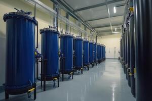 Industrial filtration system operating in modern factory setting photo