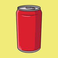 Can of soda drink red color with yellow background vector
