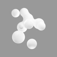 Abstract 3d liquid blob shape. Fluid ball design. Organic bubble splash. Chemistry molecular flow illustration. Floating smooth metaball with y2k particle futuristic art. Isolated amorphous drip. vector