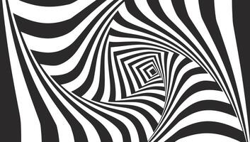 A black and white optical illusion design with a spiral vector