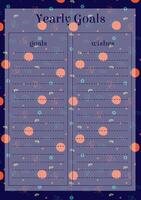 List of New Year Goals template. Concept of personal scheduling template. Paper sheet vector