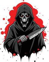Ghost Cloaked In Black With A Hood Obscuring Much vector