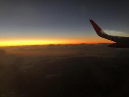 view from an airplane window. Clouds. Wing photo