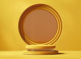 Yellow Minimal Background Podium Platform For Product Display Presentation 3D Rendering photo