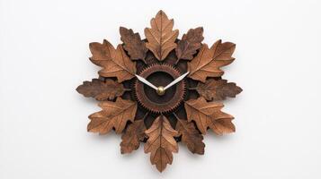 Autumn leaf clock with gears photo