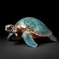 Vibrant sea turtle with intricate shell patterns photo