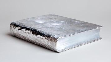 Sparkling silver book cover with abstract patterns photo